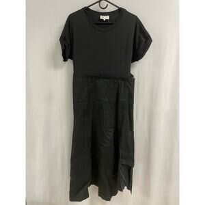 3.1 PHILLIP LIM T-Shirt Dress Cuffed Sleeve Asymmetric Skirt Black Women's 6
